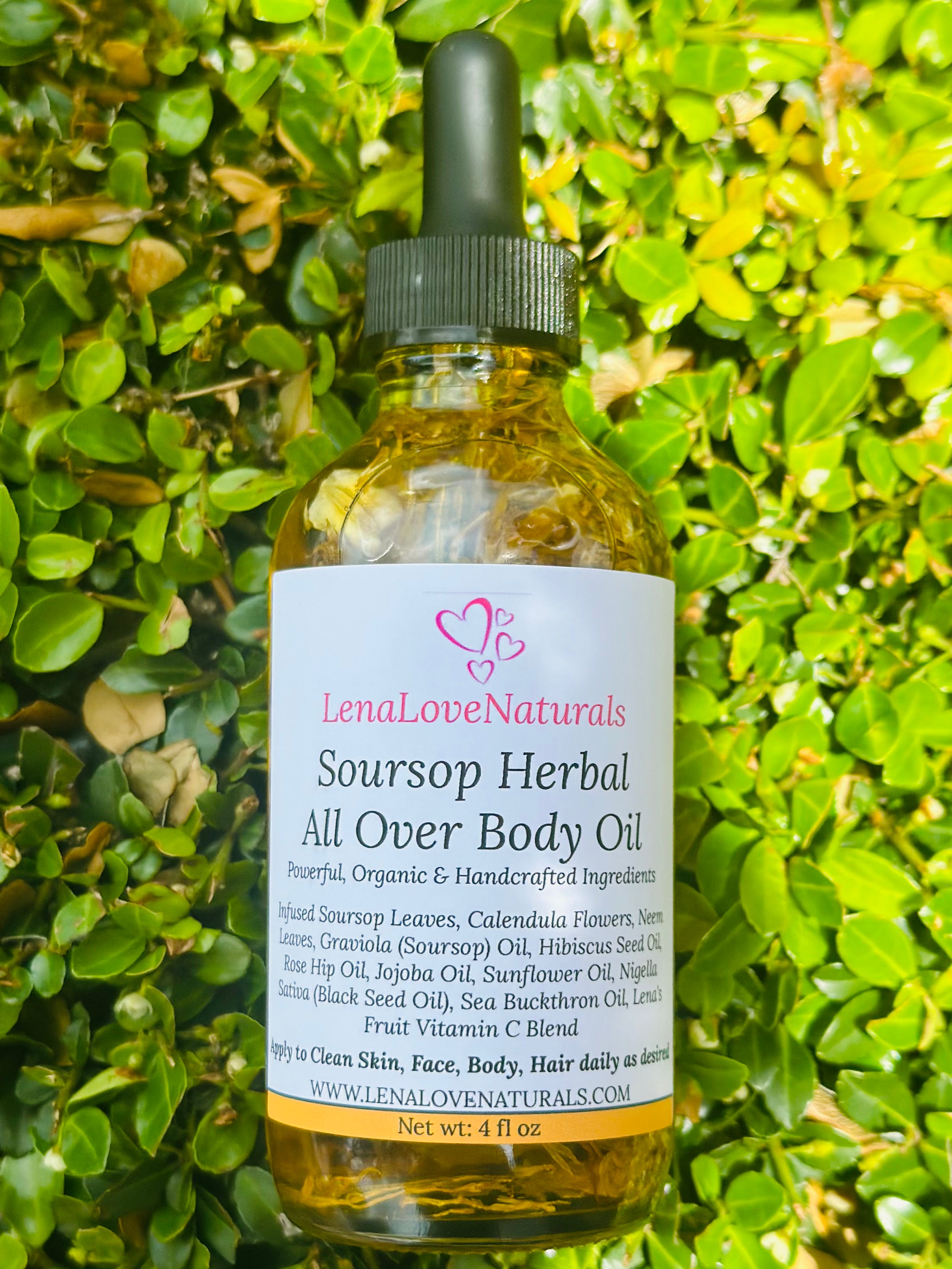 Soursop Body Oil Soursop Leaves Calendula Neem Unrefined Handcrafted Organic Skincare
