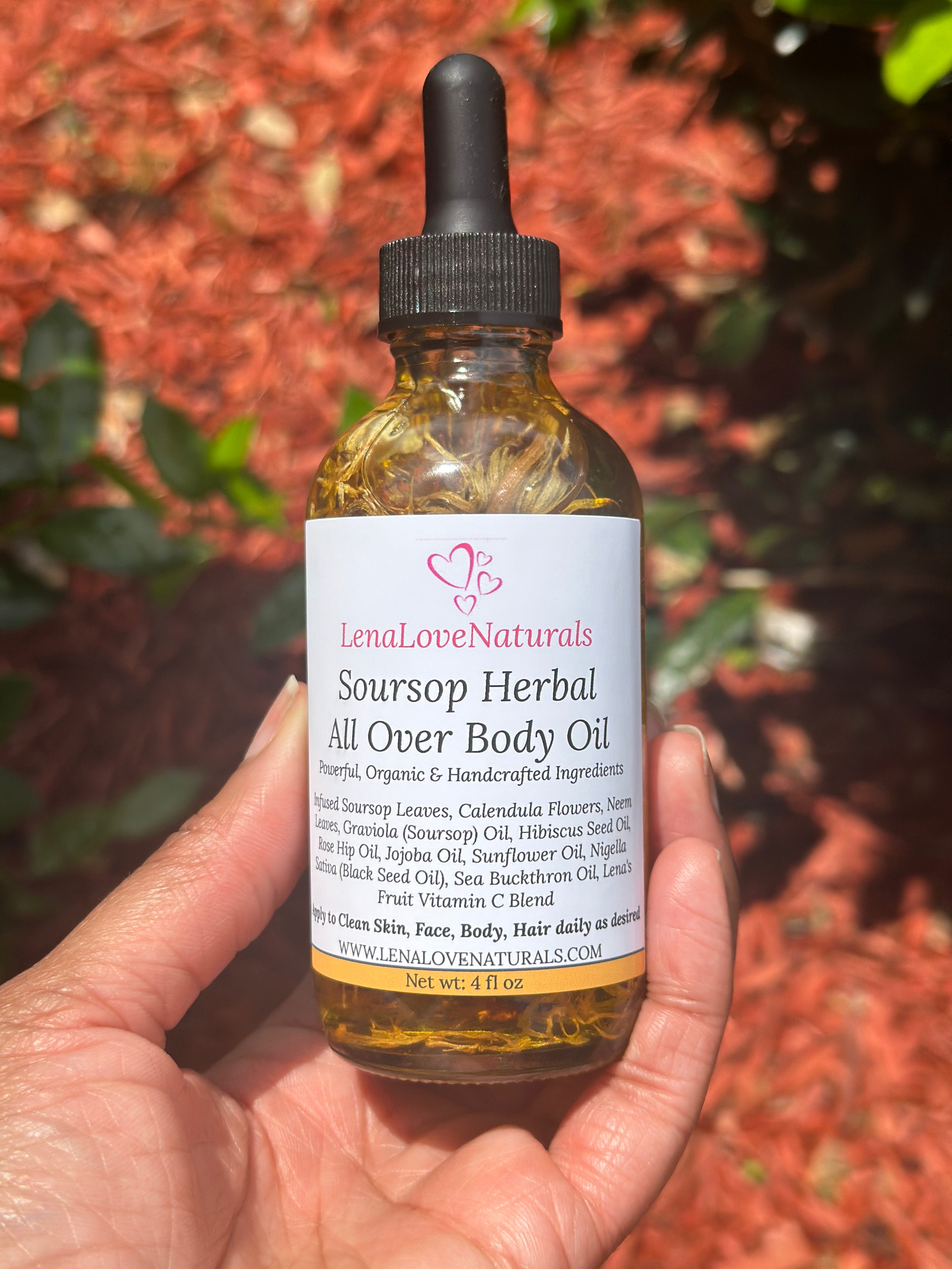 Soursop Body Oil Soursop Leaves Calendula Neem Unrefined Handcrafted Organic Skincare