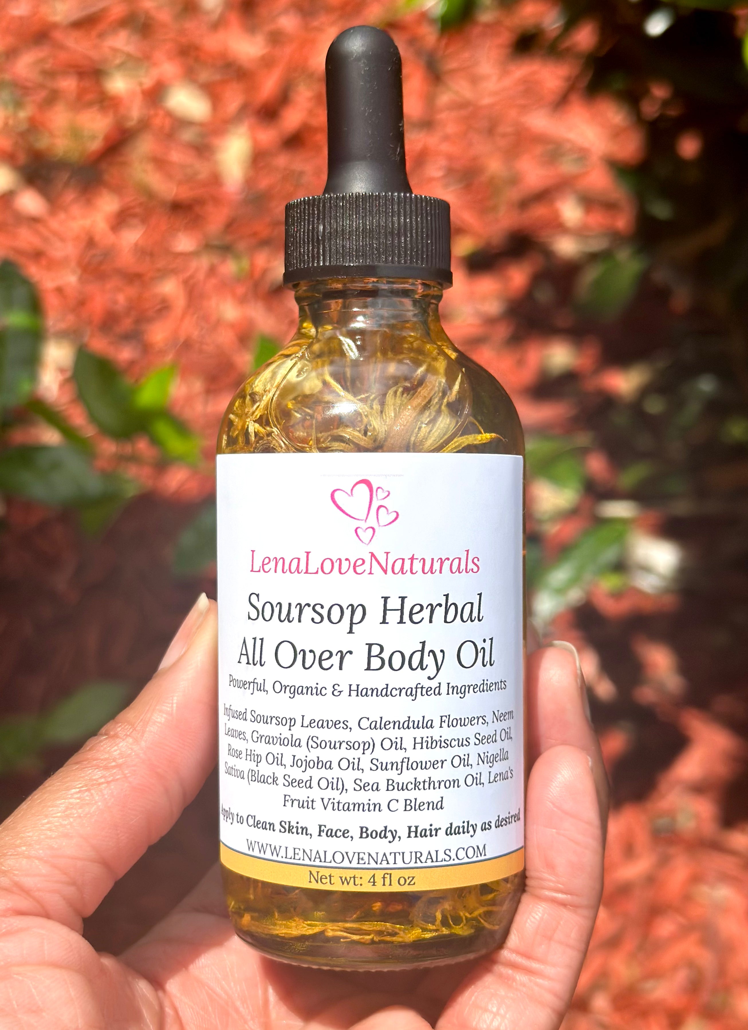 Soursop Body Oil Soursop Leaves Calendula Neem Unrefined Handcrafted Organic Skincare