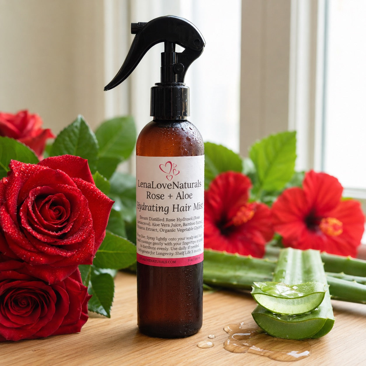 Rose + Aloe Hair Mist | Hydrating Scalp Moisturizer for Braids, Locs, All Hair Types, Refreshing Spray