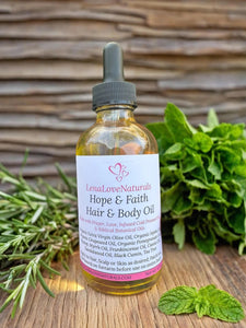 Hope Faith: Hair Oil & Body Oil, Handcrafted with Cold Pressed Oils, Botanical Essential Oils, Hyssop, Sandalwood, Frankincense, Myrrh