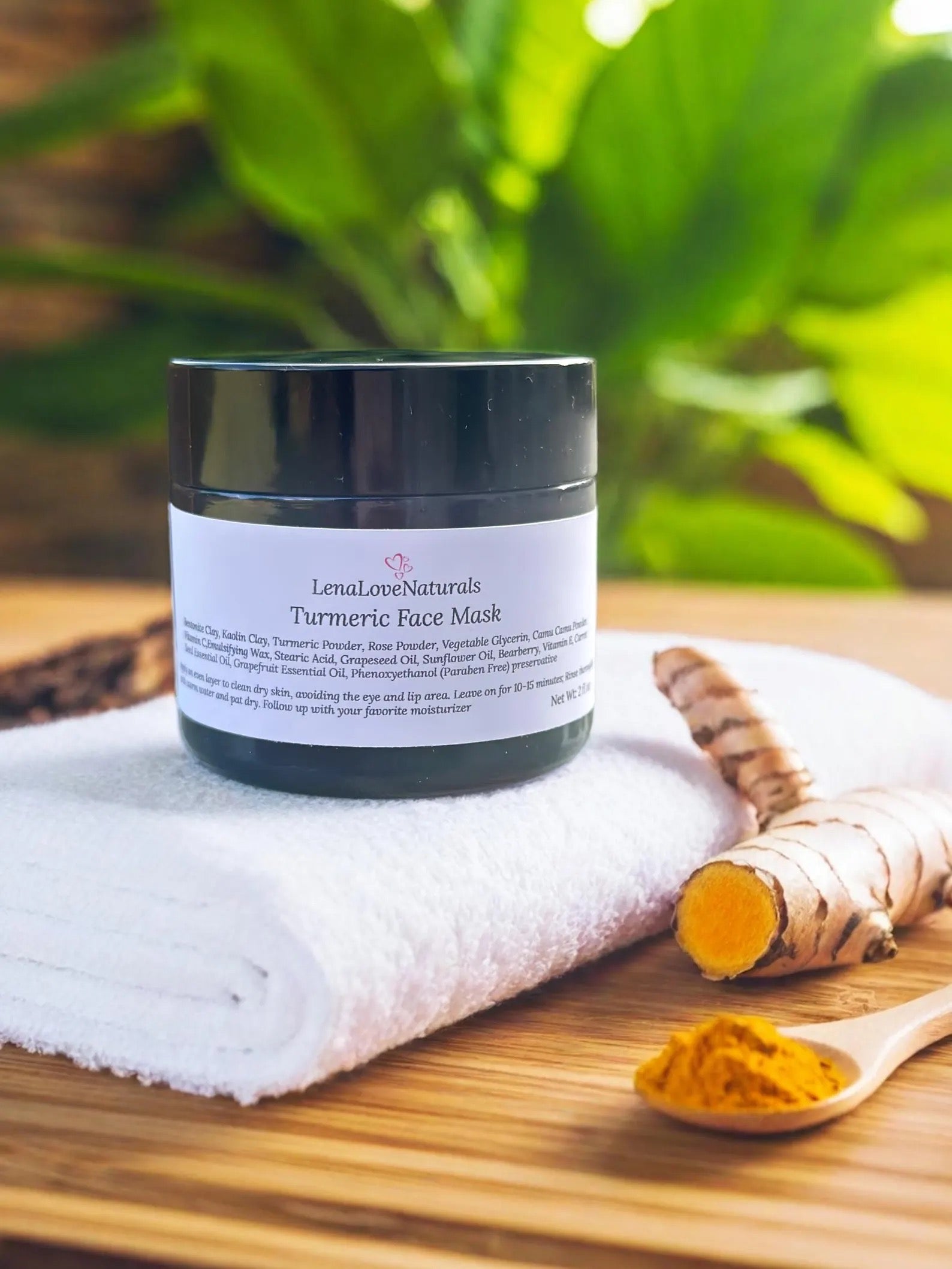 Turmeric Clay Face Mask with Manuka Honey & Vitamin C | Glow Face Mask | Rosehip Oil | Grapeseed Oil | Natural Skincare | 2 oz glass jar