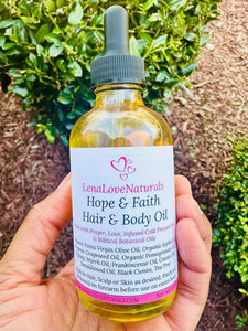 Hope Faith: Hair Oil & Body Oil, Handcrafted with Cold Pressed Oils, Botanical Essential Oils, Hyssop, Sandalwood, Frankincense, Myrrh