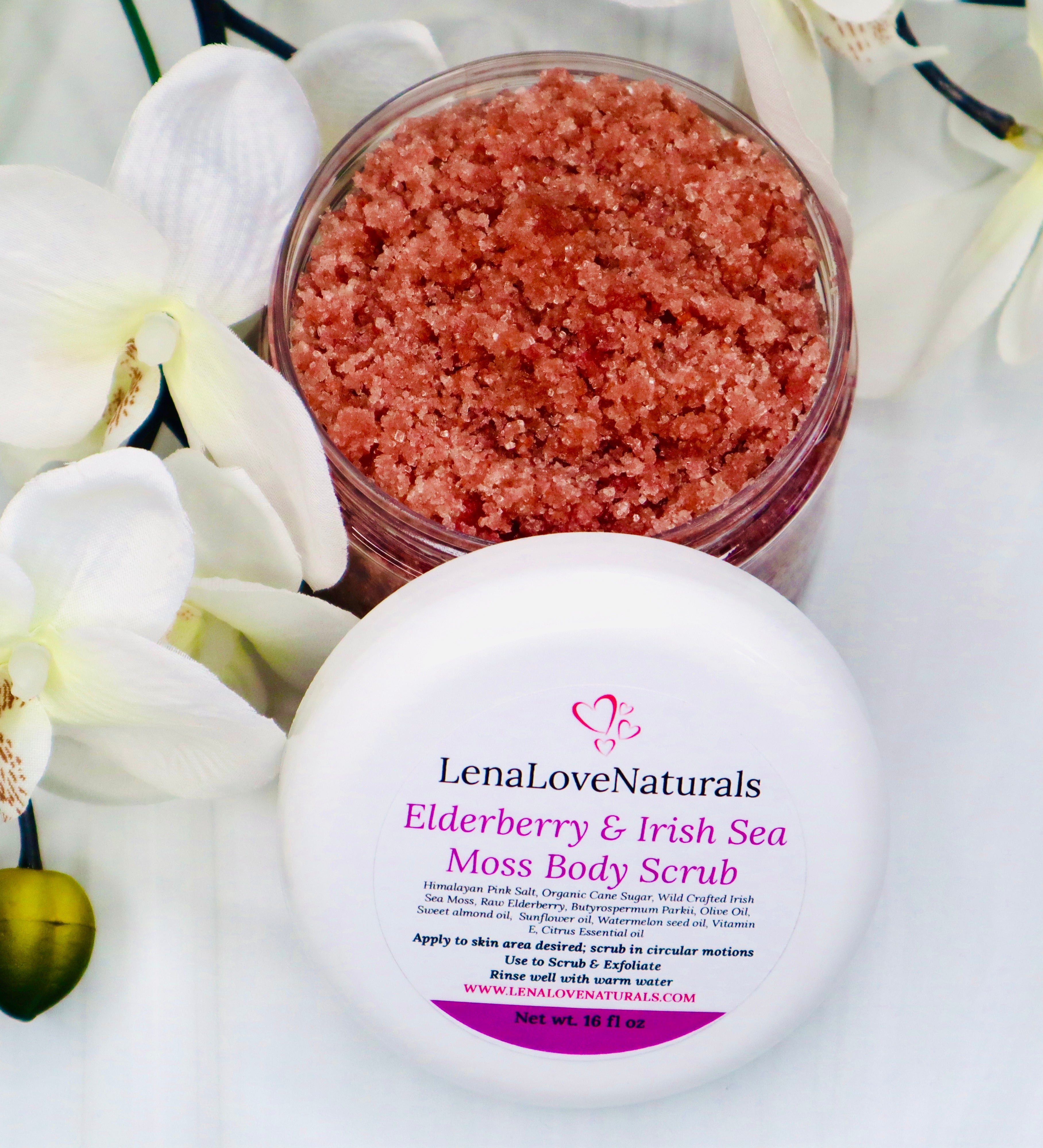 Elderberry & Irish Sea Moss Body Scrub | Sea Moss Scrub | Wild Crafted Irish Sea Moss Gel | Exfoliating Scrub - LenaLoveNaturals