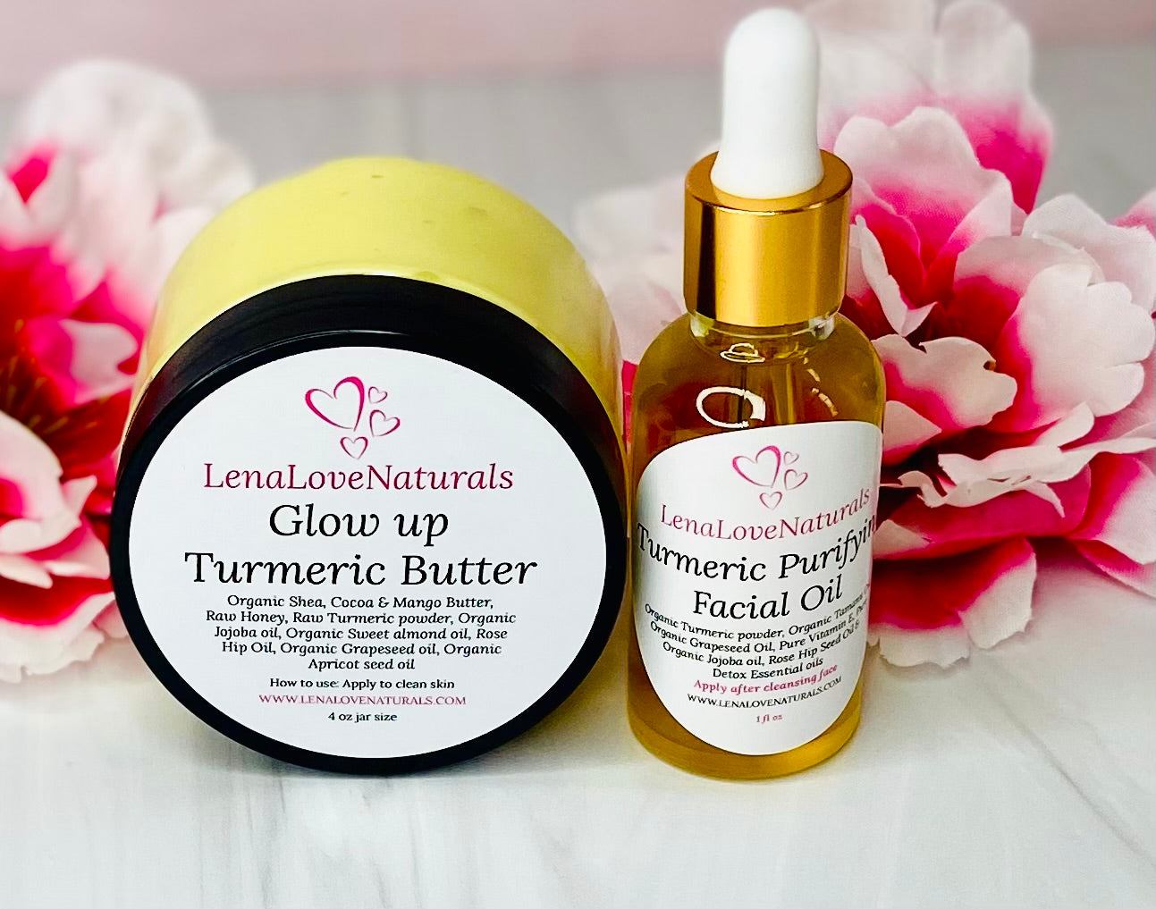 Turmeric Glow Up Set, Turmeric oil, Turmeric Cream - LenaLoveNaturals