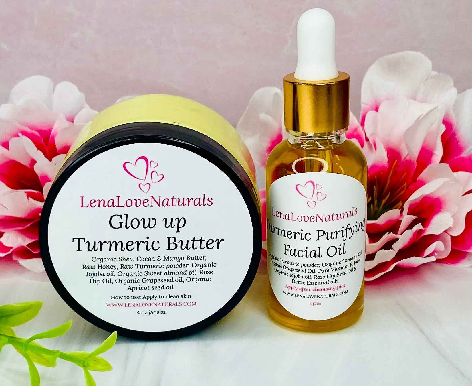 Turmeric Glow Up Set, Turmeric oil, Turmeric Cream - LenaLoveNaturals