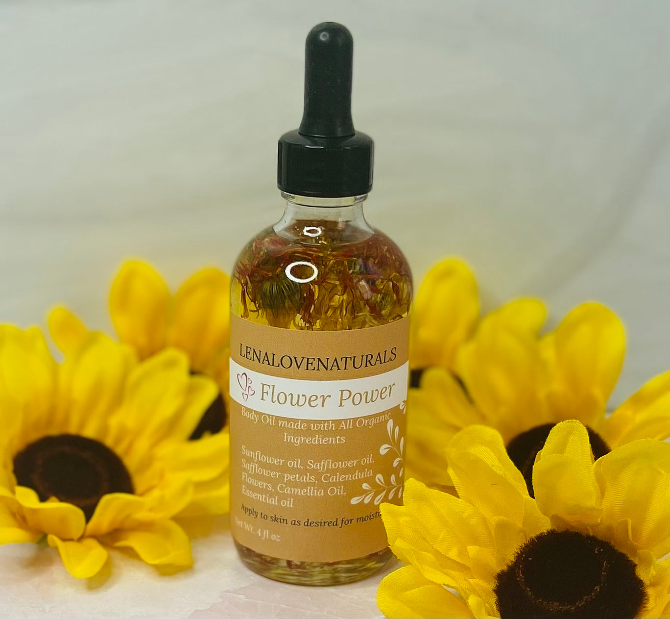 Flower power body oil, Calendula oil, Sunflower oil, Organic Body oil - LenaLoveNaturals