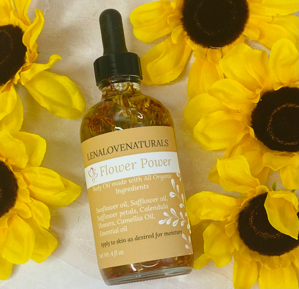 Flower power body oil, Calendula oil, Sunflower oil, Organic Body oil - LenaLoveNaturals
