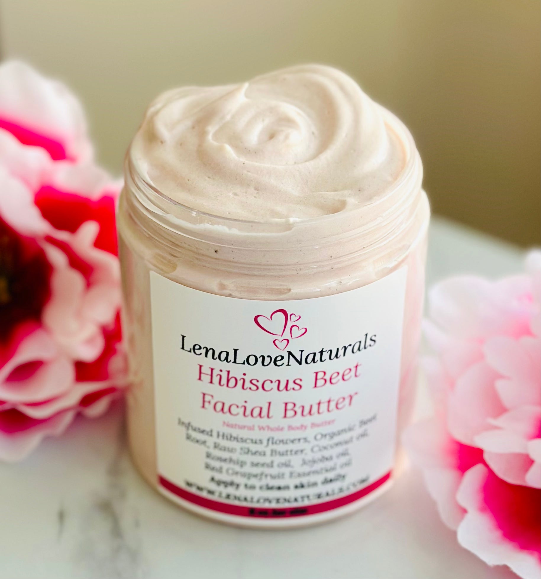 Hibiscus Beet Facial Butter | Natural Body Butter | Hibiscus | Shea Butter | Beet Root | Eczema Treatment | Skin Food | Natural Skincare - LenaLoveNaturals