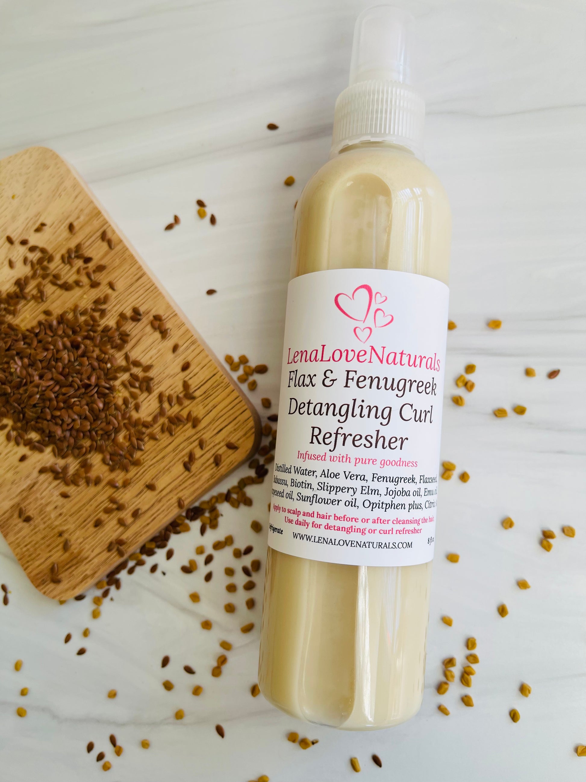 Flax & Fenugreek Curl Refresher, Detangling spray, Fenugreek Spray, Curl spray, Hair tonic, Hair milk - LenaLoveNaturals