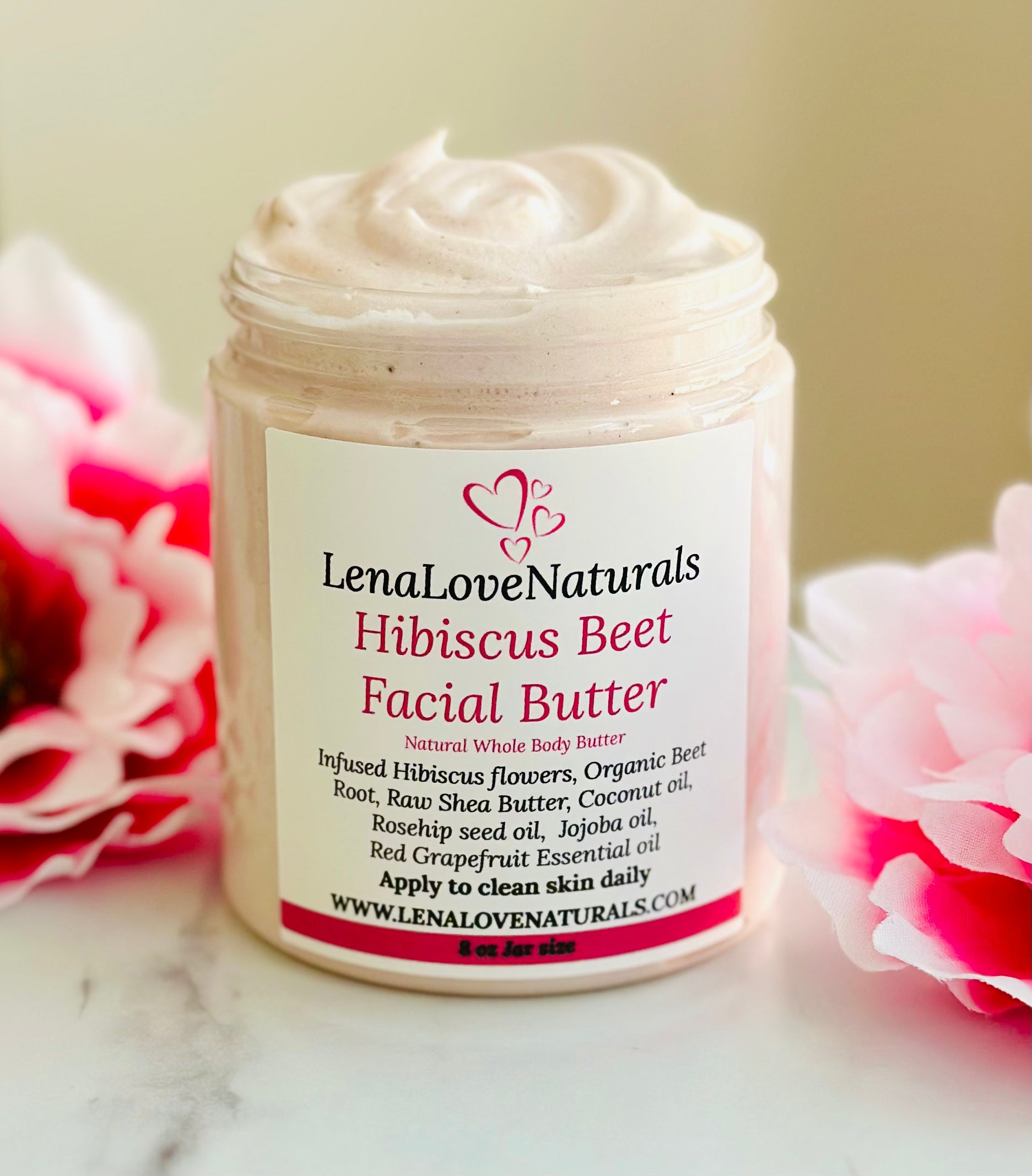 Hibiscus Beet Facial Butter | Natural Body Butter | Hibiscus | Shea Butter | Beet Root | Eczema Treatment | Skin Food | Natural Skincare - LenaLoveNaturals